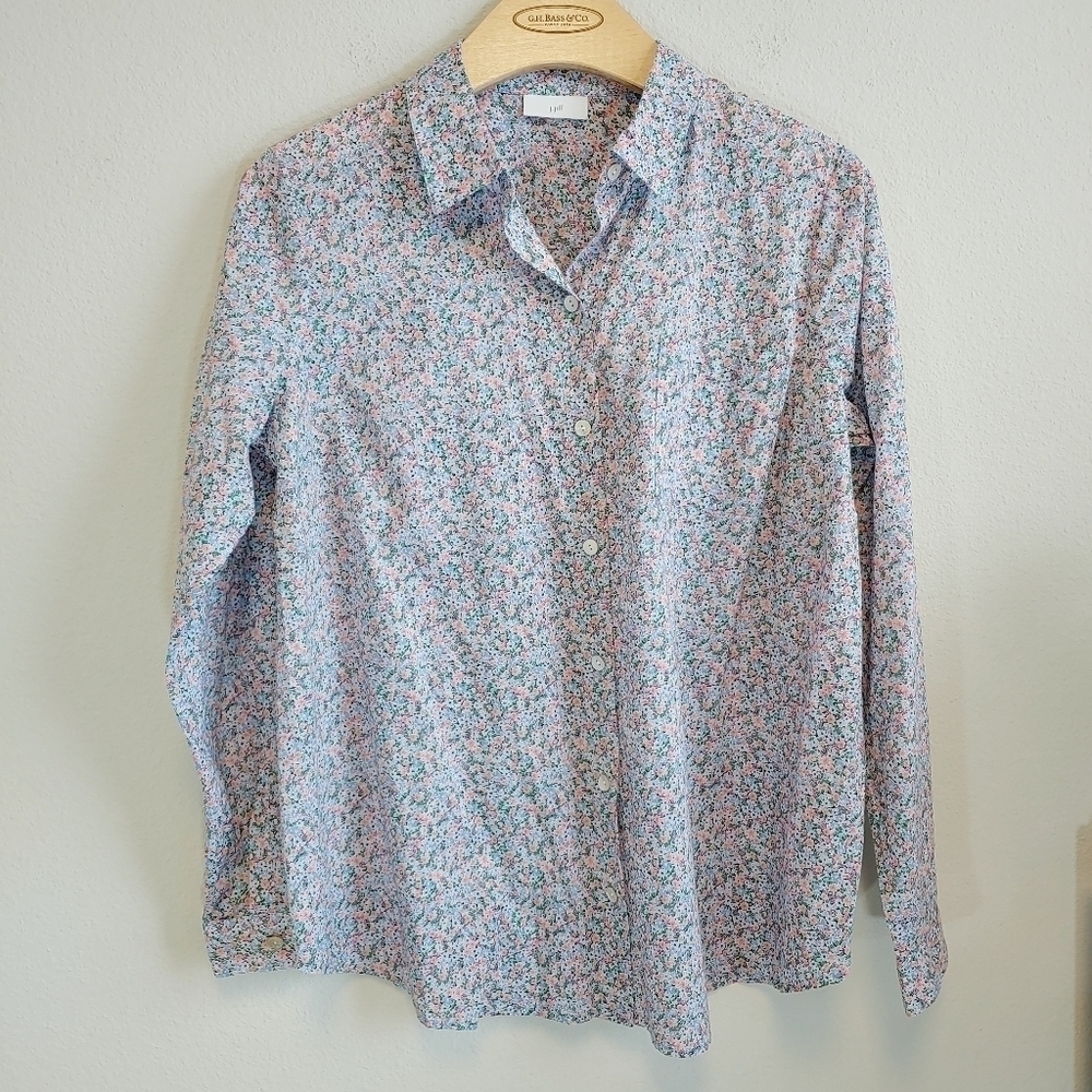 J. Jill Ditzy Floral Career Business Casual Contemporary Blouse Sz M